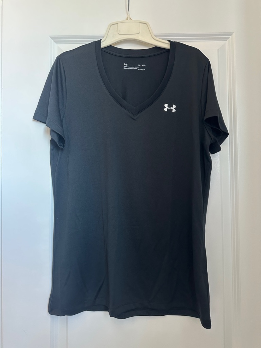 Under Armour Black V-Neck Athletic Tee with White Logo